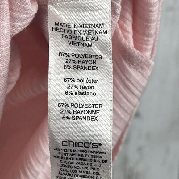 Chicos Top Women 2 US L Pink Asymmetric Lightweight Casual Blouse Basic Everyday - Picture 6 of 9